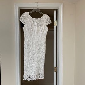 Blush Mark white lace dress, worn once. Size M, fits like a regular 8.